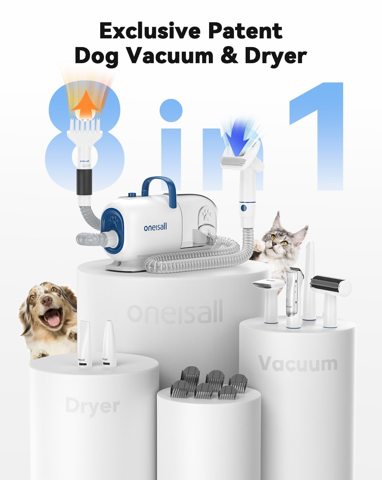Dog Vacuum & Dryer for Shedding Grooming, 8 in 1 Dog Grooming Kit
